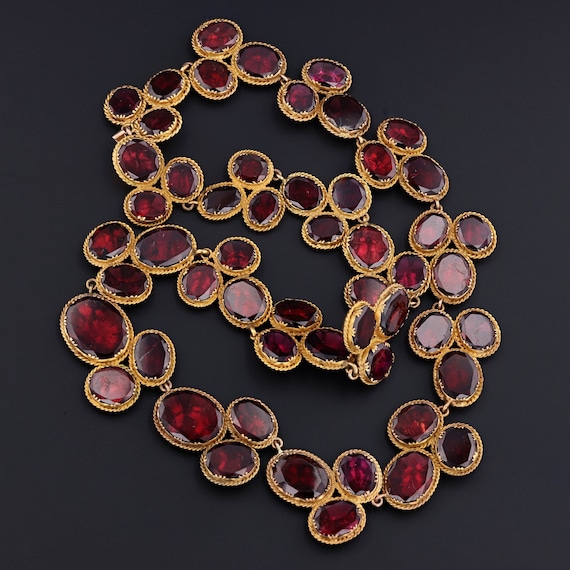 Georgian Garnet Riviere Necklace of 14k Gold - image 6