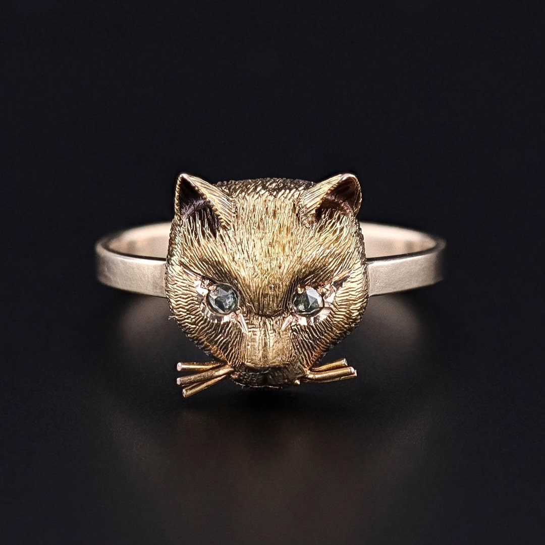 Antique Cat Ring of 14k Gold