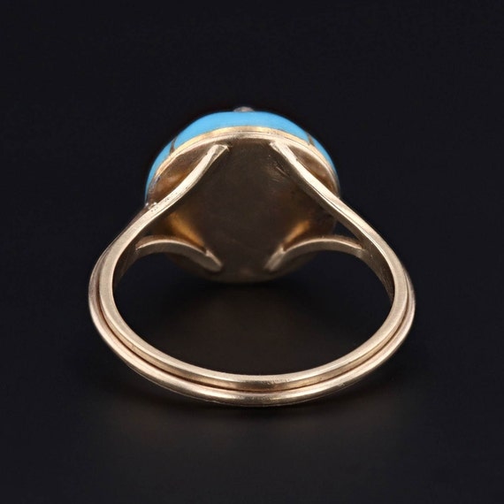 Antique Turquoise Enamel Conversion Ring of 14k G… - image 4