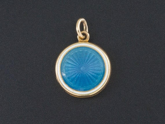 Antique Locket | Blue Enamel Locket | 14k Gold Loc