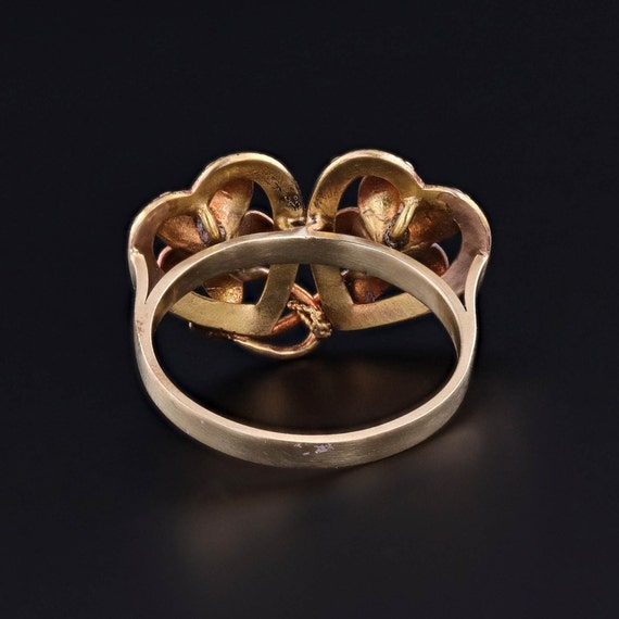 Antique Enamel Violet Heart Ring of 14k Gold - image 5