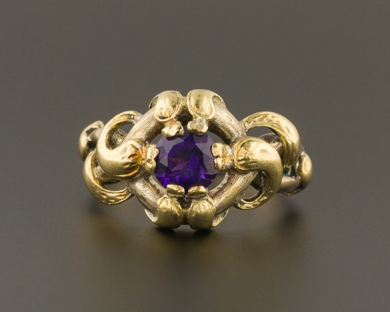 Snake Ring | Amethyst Snake Ring | 14k Gold Ring |