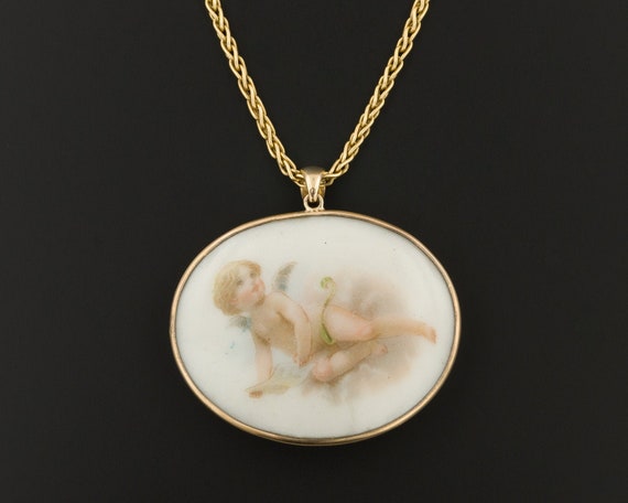 Cherub Pendant | Antique Pin Conversion | 14k Gold
