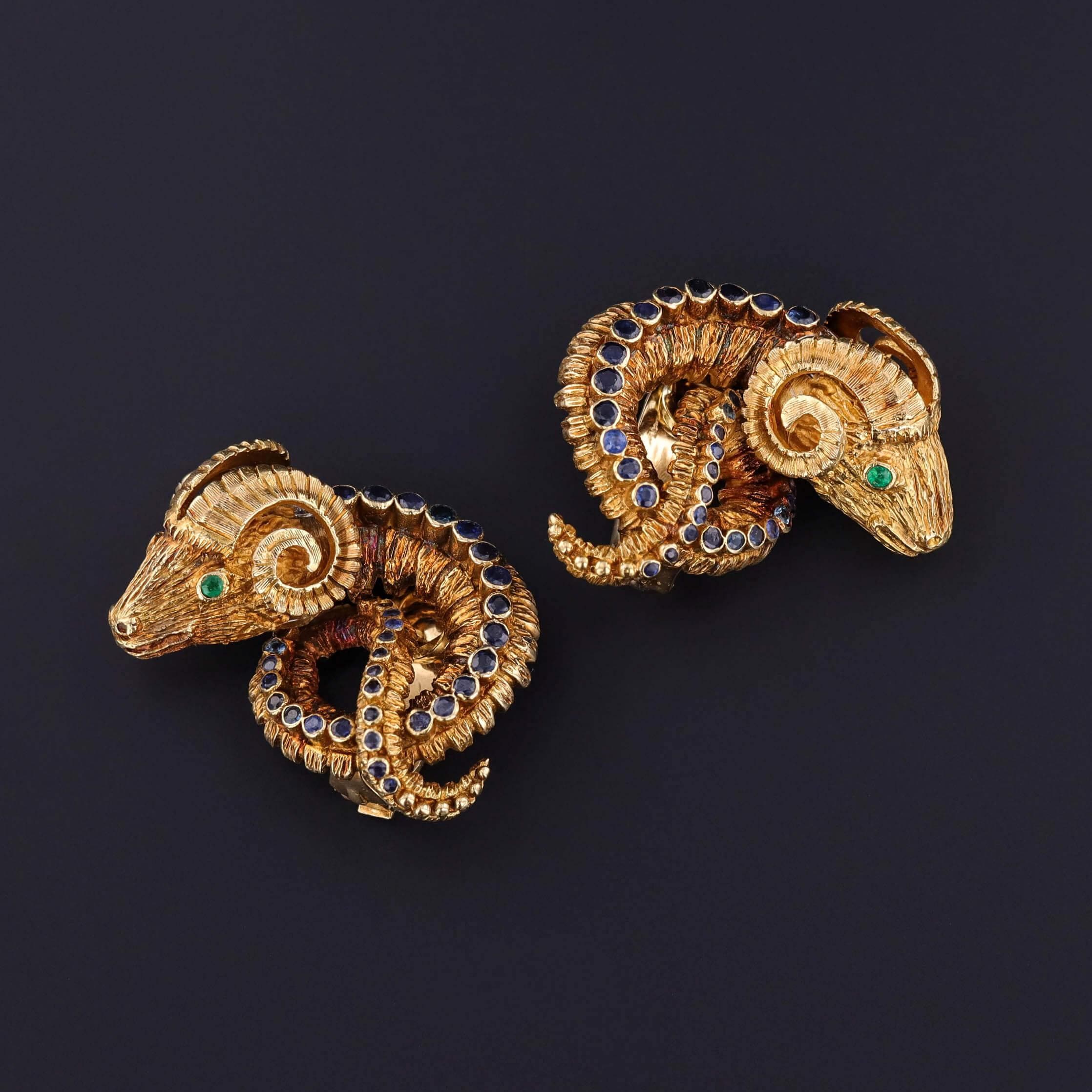 Lalaounis Greece Ram's Head Earrings of 18k Gold - Etsy
