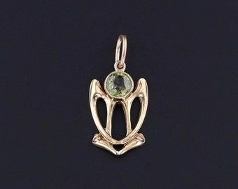 Antique Demantoid Garnet Doublet Charm of 10k Gold