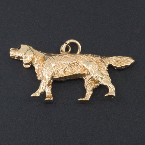 Vintage Pointer Dog Charm of 14k Gold