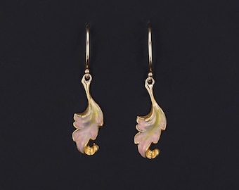 Antique Enamel Conversion Earrings of 14k Gold