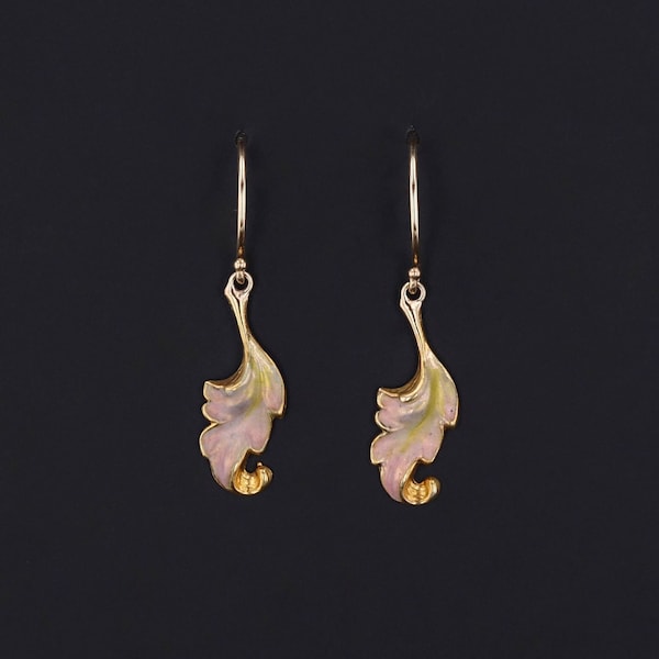 Antique Enamel Conversion Earrings of 14k Gold