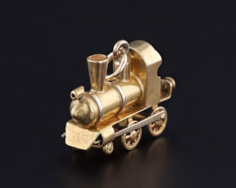 Vintage Moveable Train Engine Charm of 18k Gold