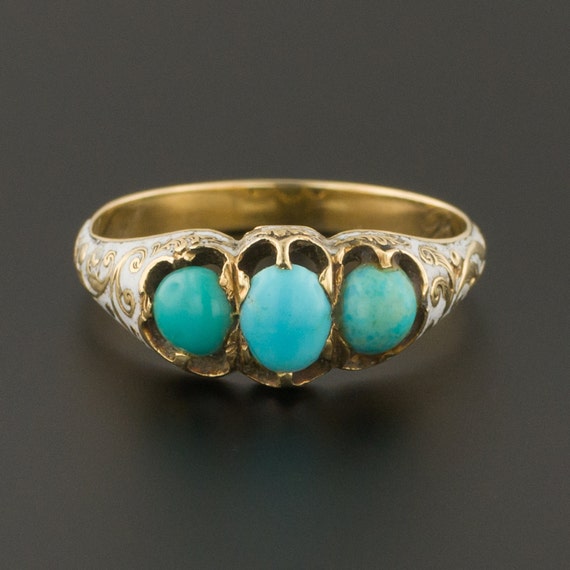 Antique Turquoise Ring | Turquoise & Enamel Ring |