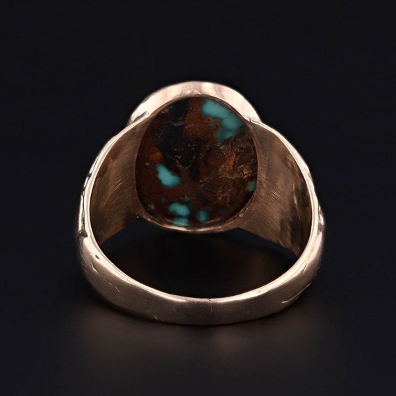 Vintage Turquoise Woman Ring of 10k Gold - image 4