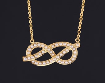 Vintage Pearl Infinity Conversion Necklace of 14k Gold