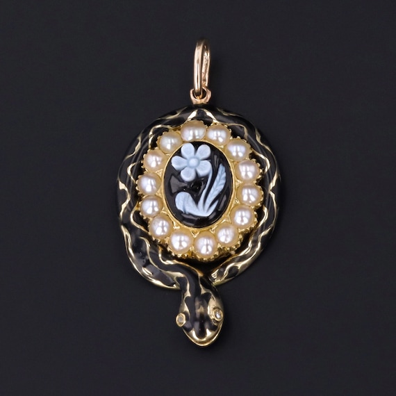 Antique Snake Pendant | Victorian Mourning Pendant