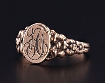 Anillo de sello antiguo de oro de 10 quilates