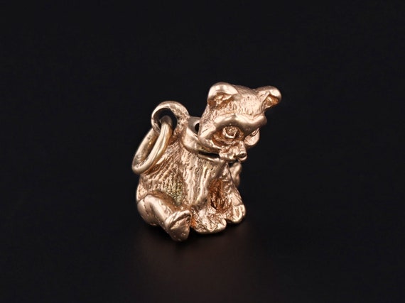 Vintage Moveable Bobble Head Dog Charm of 14k Gold - image 1