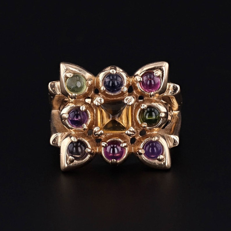 Vintage Gemstone Ring of 14k Gold image 1