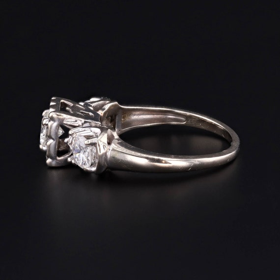 Vintage Diamond Engagement Ring of 14k White Gold - image 3