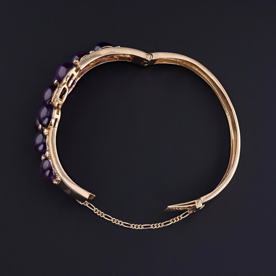 Vintage Amethyst Bangle Bracelet of 14k Gold - image 3