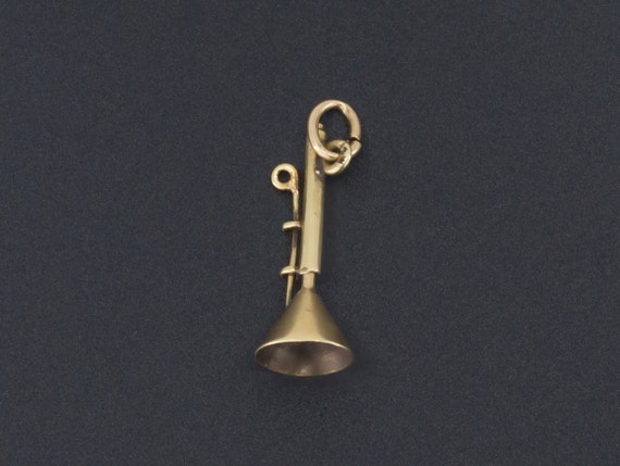 Trombone Charm | Moveable Charm | 14k Gold Charm |