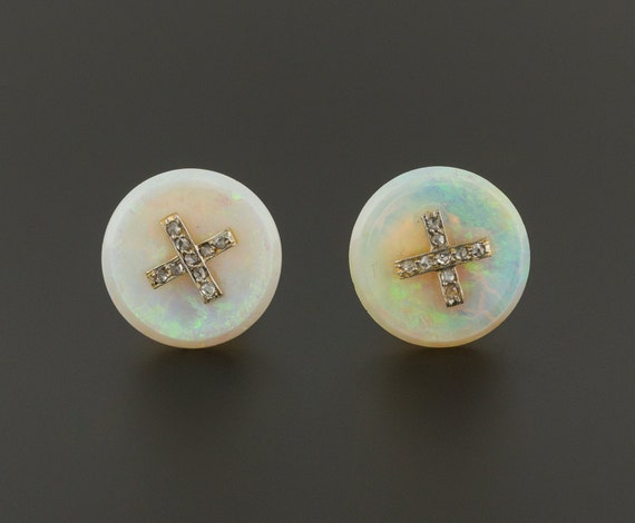 Opal Earrings | Opal & Diamond Earrings | Vintage