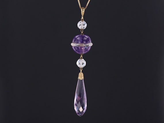 Vintage Amethyst Pendant of 10k Gold - image 1