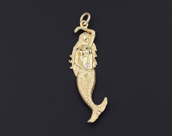 Vintage Mermaid Pendant of 18k Gold