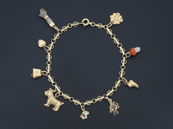 14k Gold Charm Bracelet | Assorted Charms Bracelet