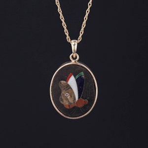 Antique Pietra Dura Butterfly Necklace of 14k Gold