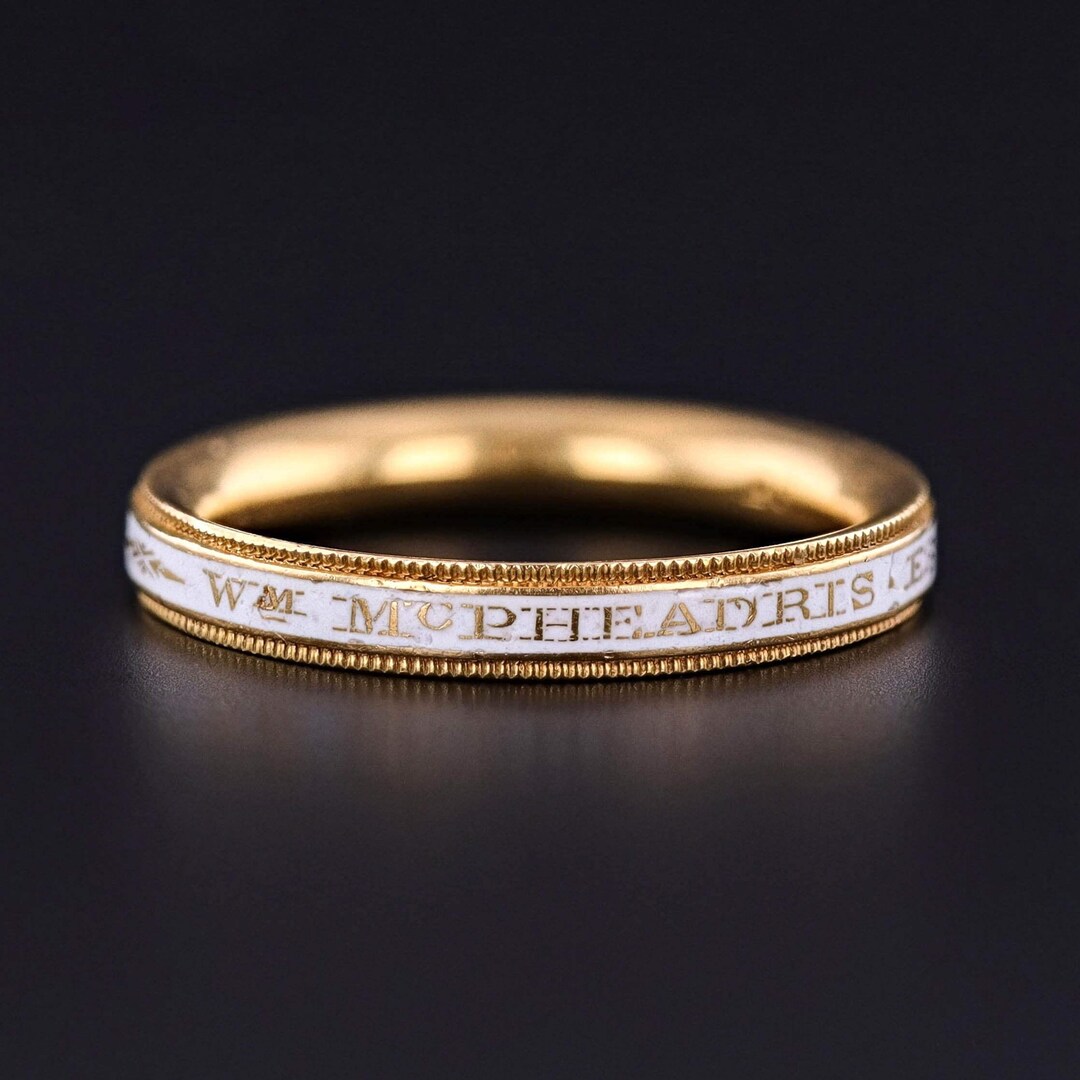 1776 Georgian Era White Enamel Mourning Ring of 20k Gold - Etsy