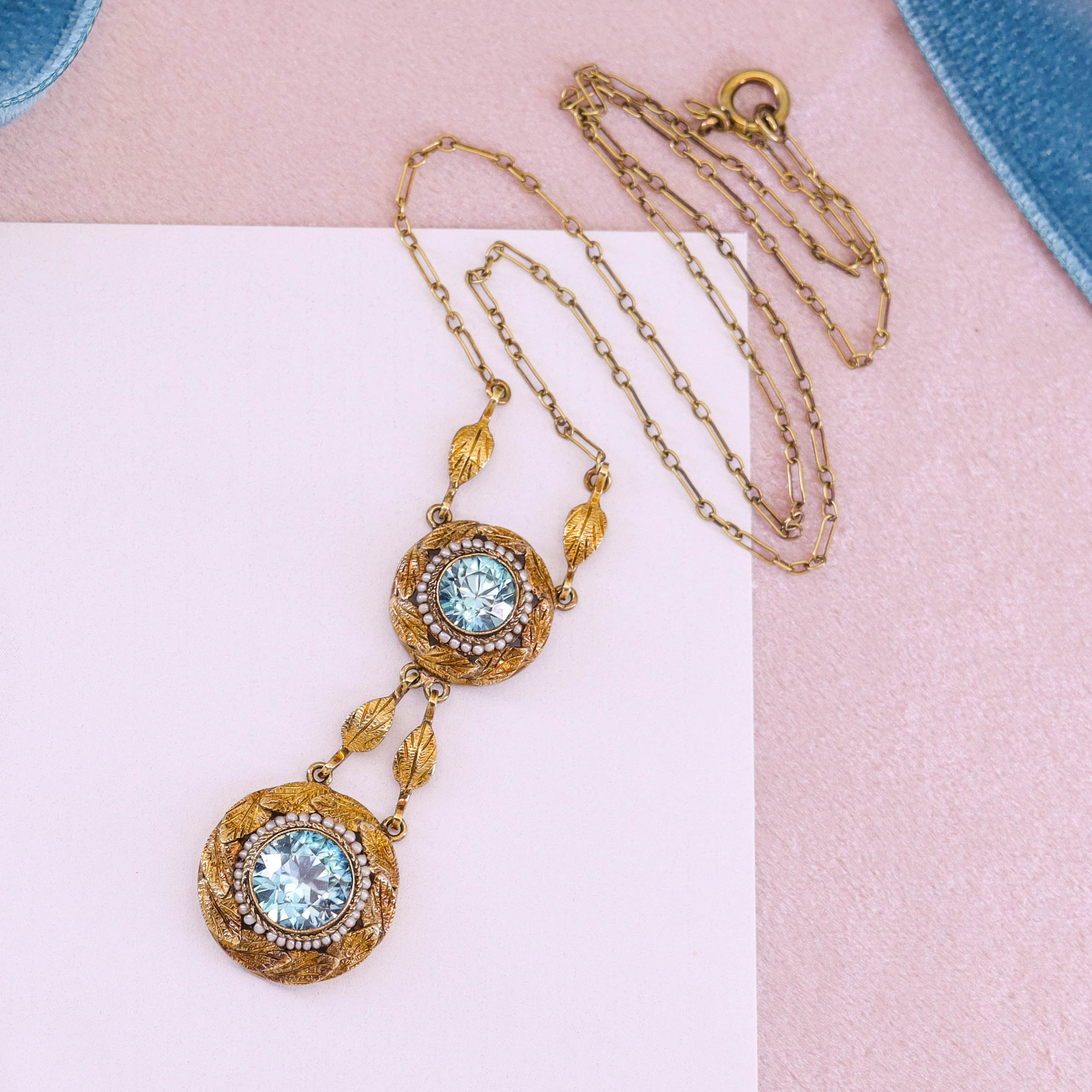 ビクトリア朝のブルージルコンネックレス 14Kゴールド - Etsy 日本