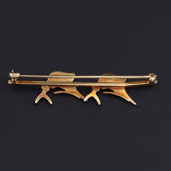 Antique Enamel and Pearl Sailfish Brooch of 14k G… - image 2