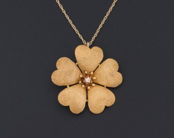 Antique Flower Pendant of 14k Gold