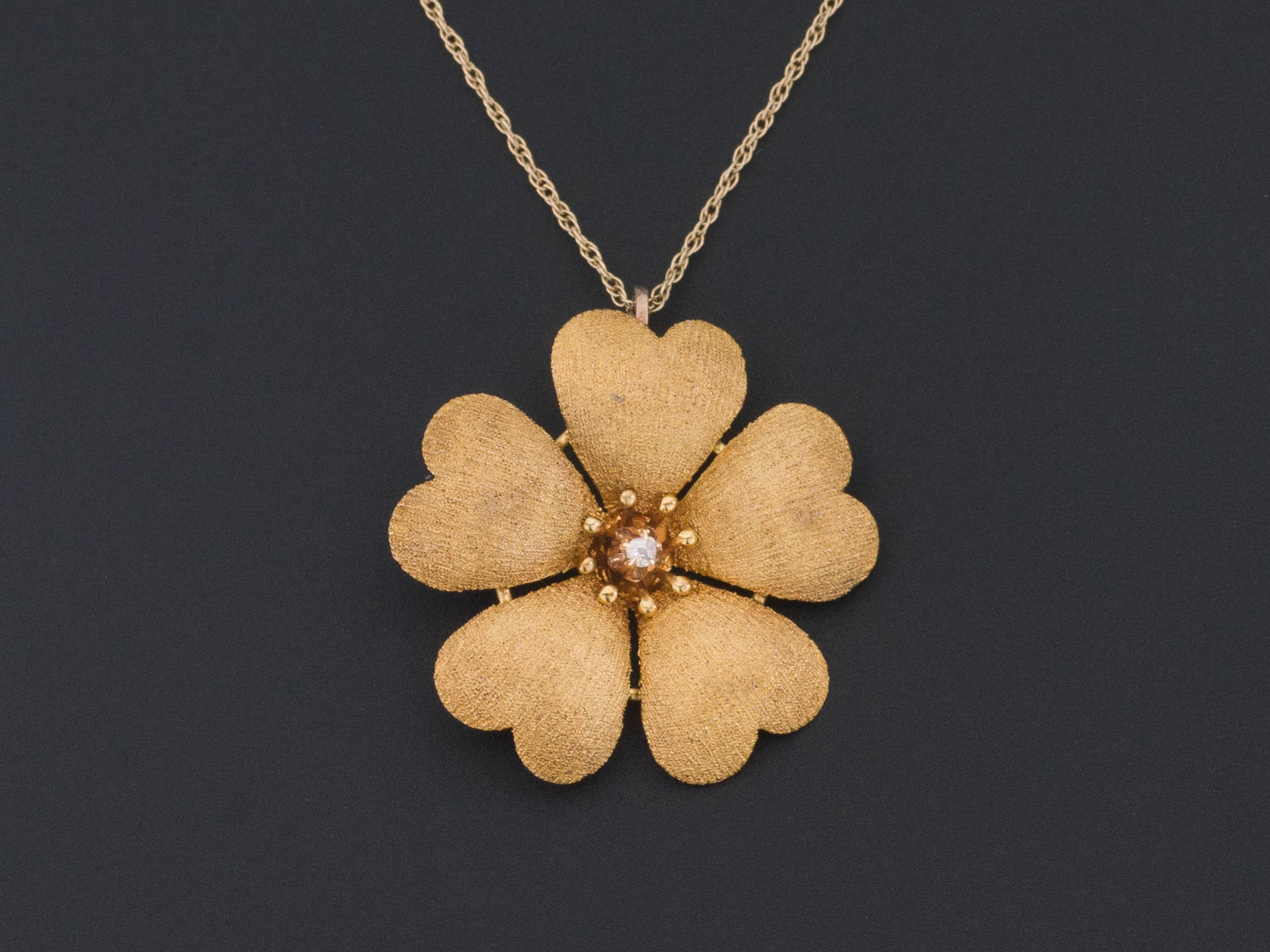 Antique Flower | 14k Gold Pendant with 