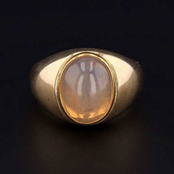 Vintage Unisex Crystal Opal Ring of 14k Gold - image 1