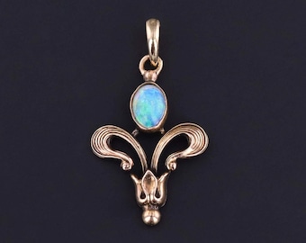 Art Nouveau Opal Charm of 9k Gold