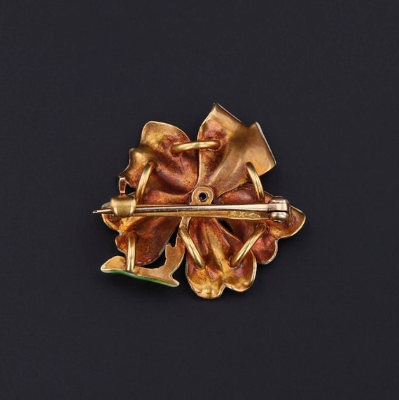 Antique Enamel Brooch of 14k Gold by Bippart and … - image 3