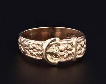 Vintage Unisex Buckle Ring of 9ct Gold