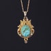 Egyptian Revival Pendant | Antique Gold & Turquoise Pendant | 14k Pendant on Optional 14k Chain 