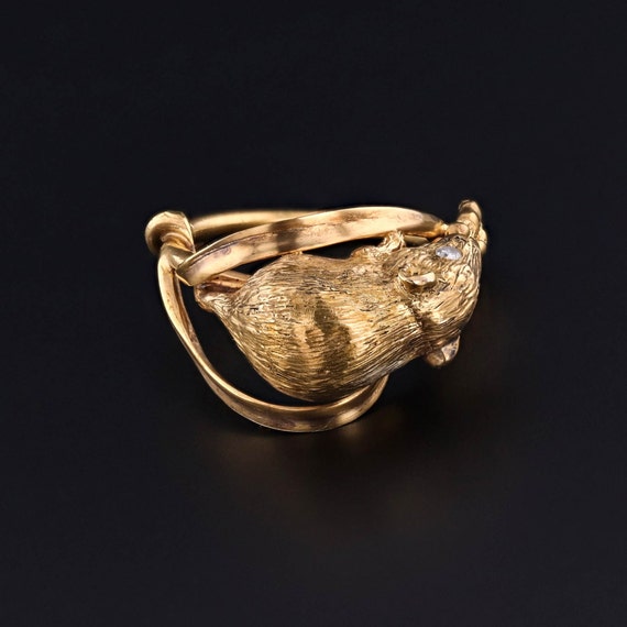 Vintage Mouse Ring of 10k & 18k Gold - image 2