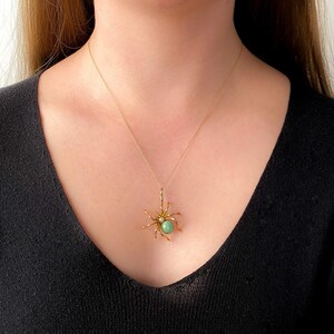 Vintage Turquoise Spider Pendant of 9k Gold
