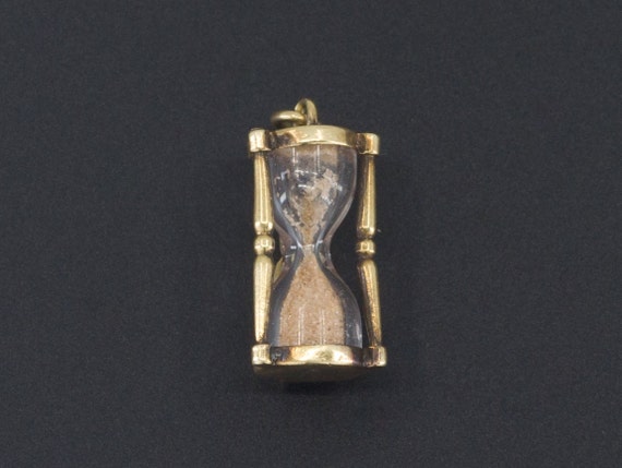Vintage Hourglass Charm | 14k Gold Charm | Sand Ho
