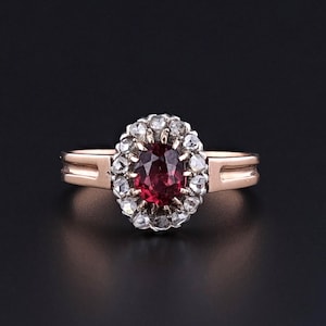 Antique Rhodalite Garnet Ring of 18k Gold