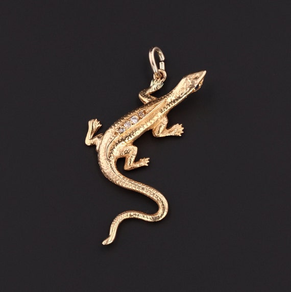 Vintage Lizard Conversion Pendant of 14k Gold - image 1