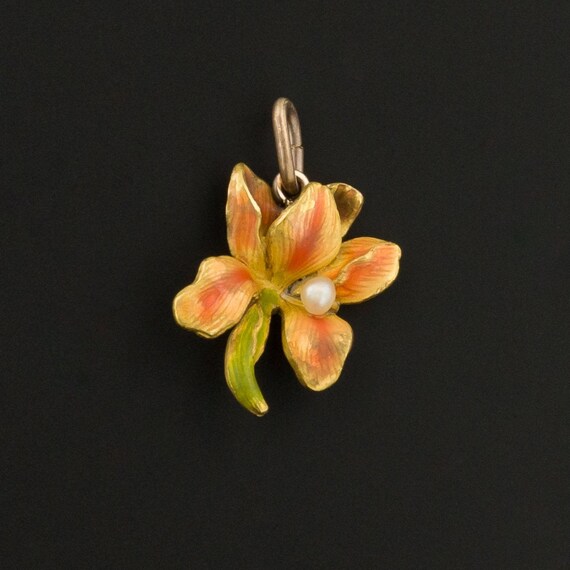 14k Gold & Enamel Iris Charm | Iris Flower Charm |