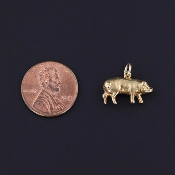 Vintage Pig Charm of 15ct Gold - image 2
