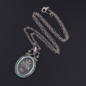Antique Rock Crystal and Turquoise Flower Pendant image 3