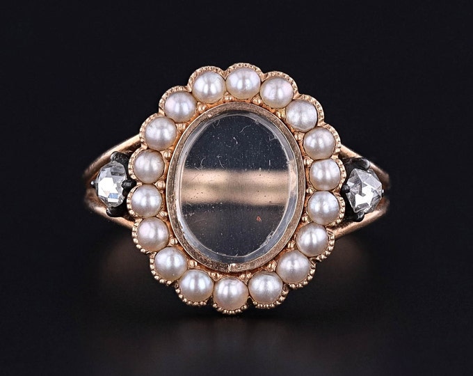 Victorian Pearl Locket Ring of 18k Gold - Etsy