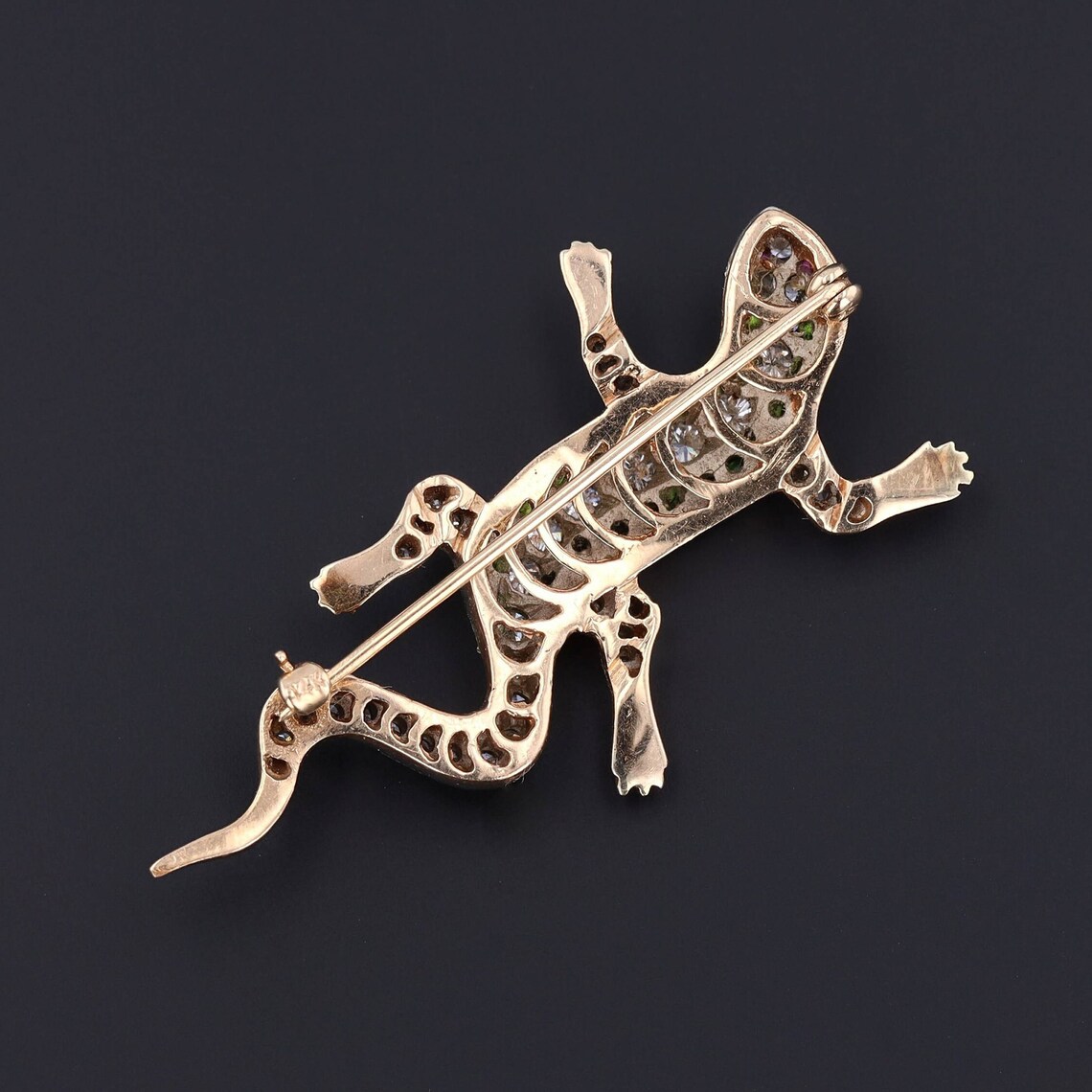 Vintage Diamond and Demantoid Garnet Lizard Brooch of 14k Gold - Etsy