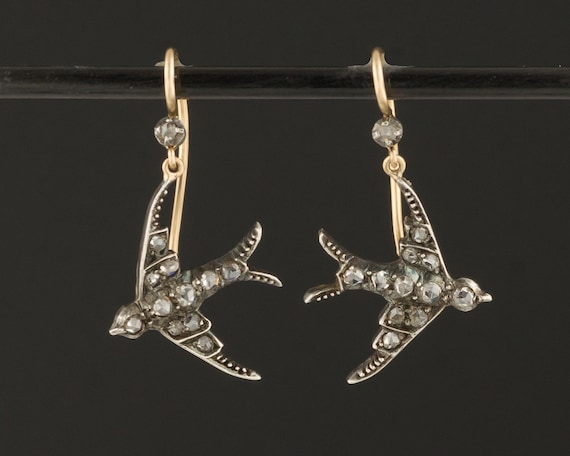 Diamond Swallow Earrings | Diamond Bird Earrings |