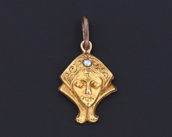 Antique Woman Conversion Charm of 14k Gold